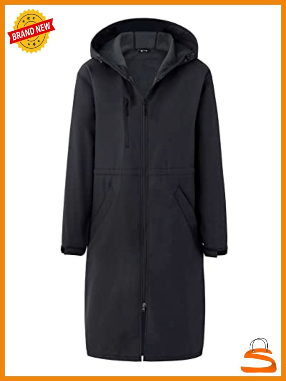 Unisex Waterproof Long Swim Parka Fleece Lined Hooded Cover Up Coat